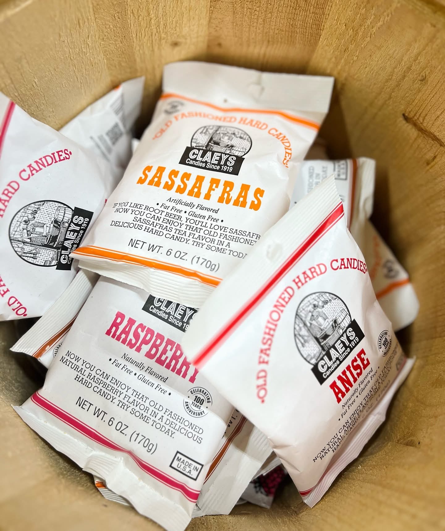thumbnail image 2 of Claeys Old Fashioned Sassafras Hard Candy – 8 Pack (6oz Bags) – FREE SHIPPING 2 of 3