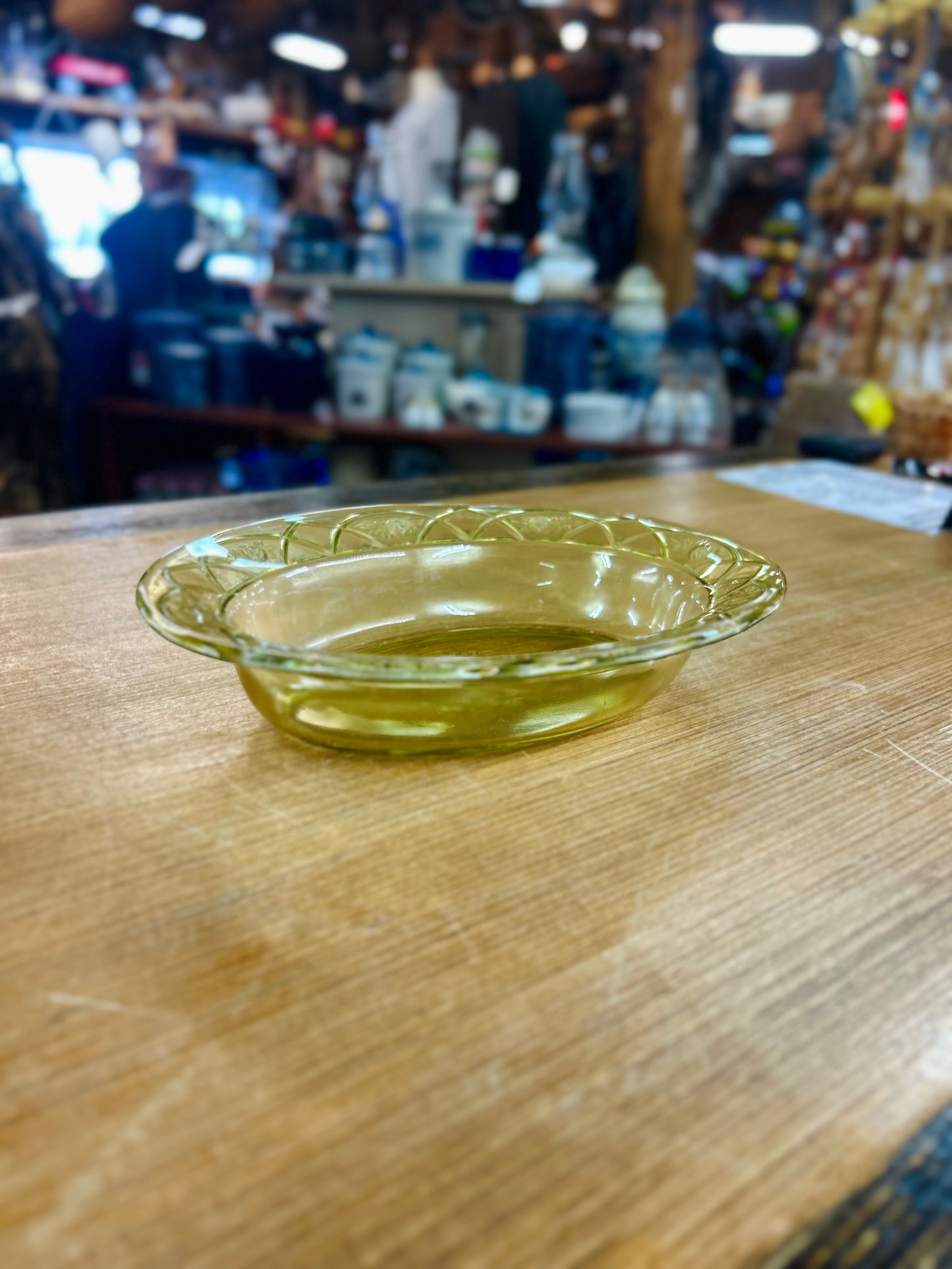 Vintage Open France Rose Carnival Glass Yellow Bowl