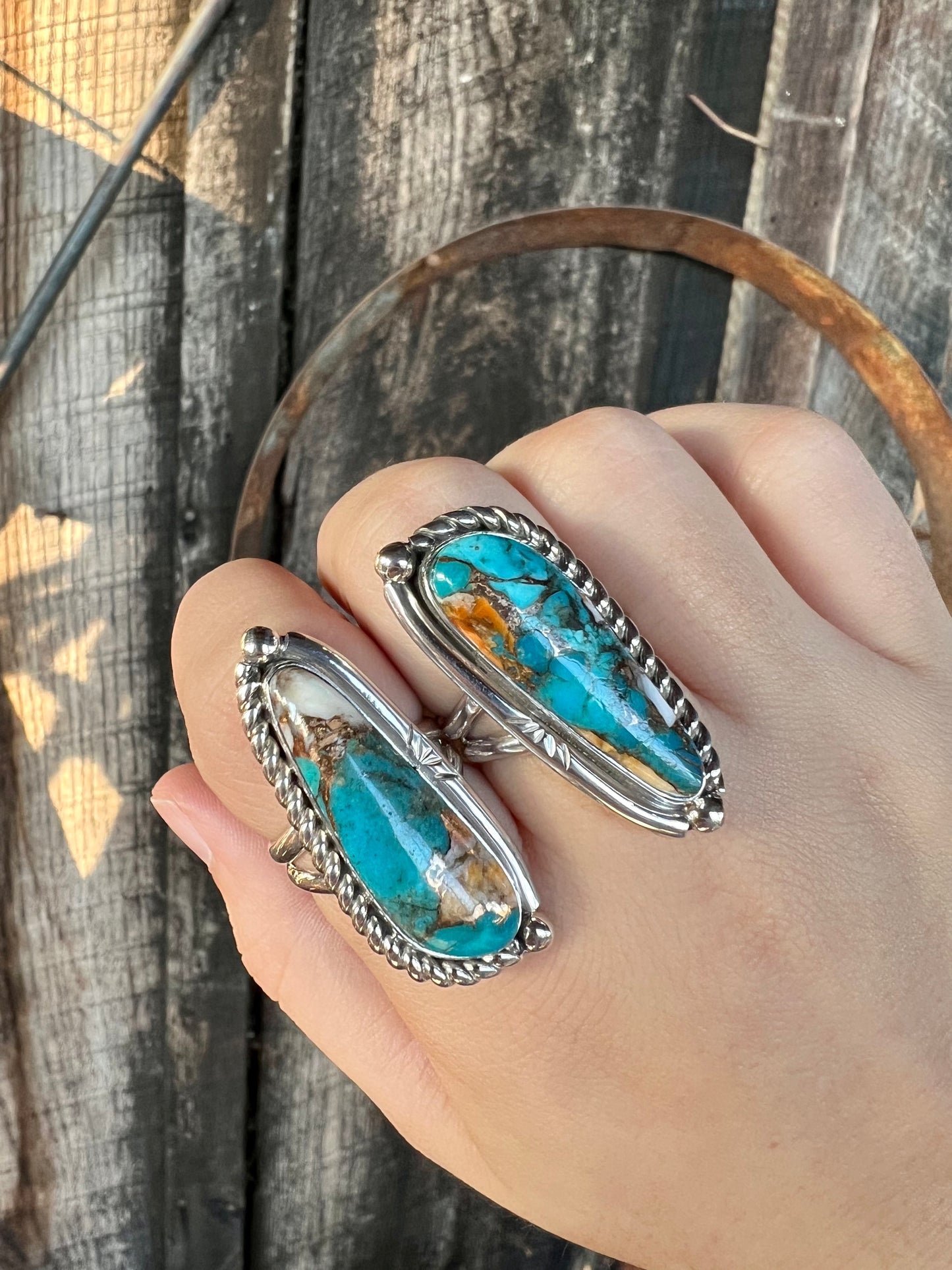 Turquoise and Spiny Oyster Sterling Silver Ring