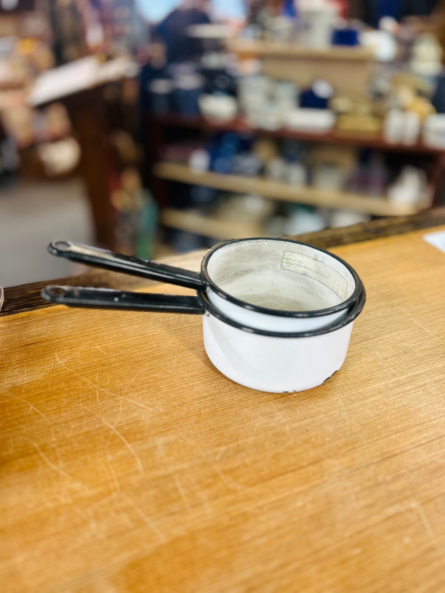 Set of 2 White Pots with Black Trim