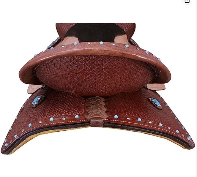 Tahoe Turquoise Accent Tough Western Barrel Saddle