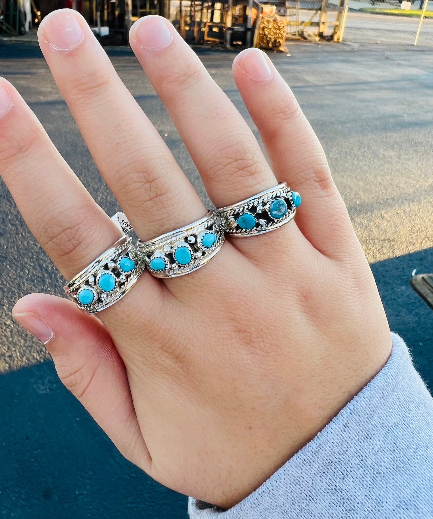 Three Stone Authentic Turquoise Ring