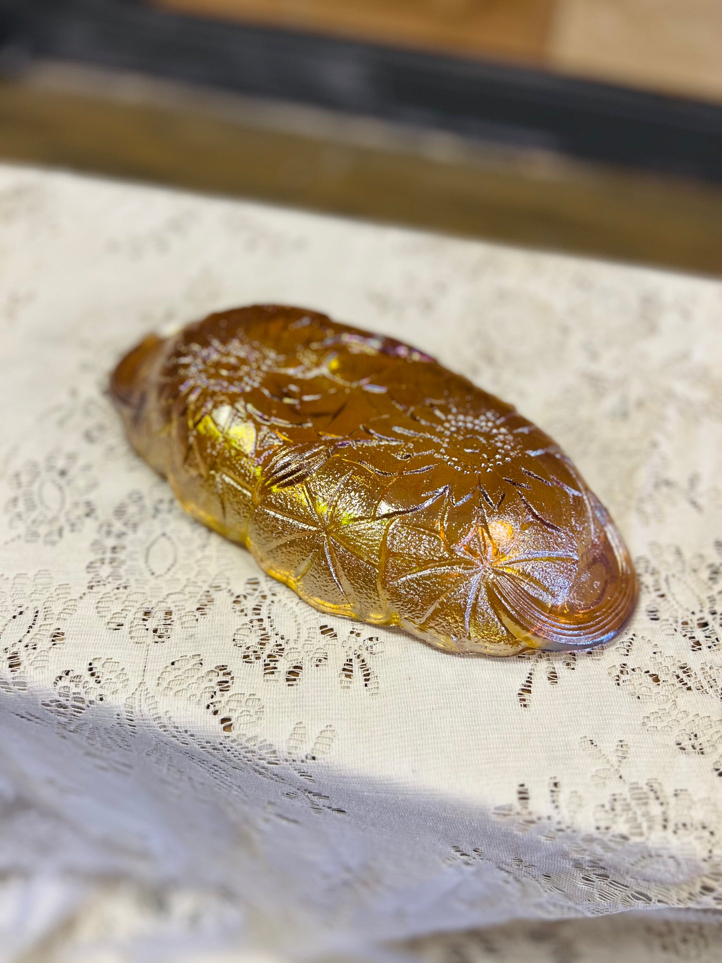 Vintage Indiana Glass Marigold Carnival Relish Dish