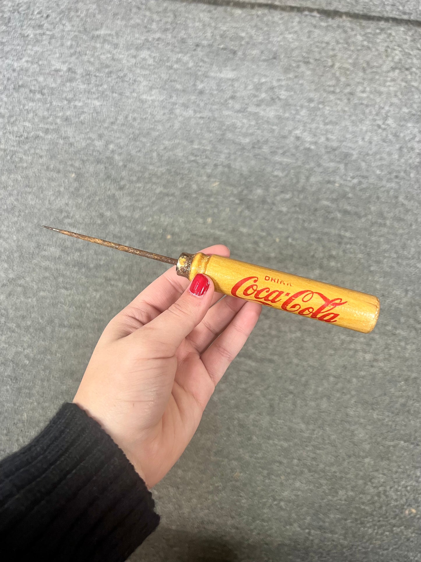 Vintage Coca Cola Ice Pick Script Advertising Wood Handle W/ Original Box