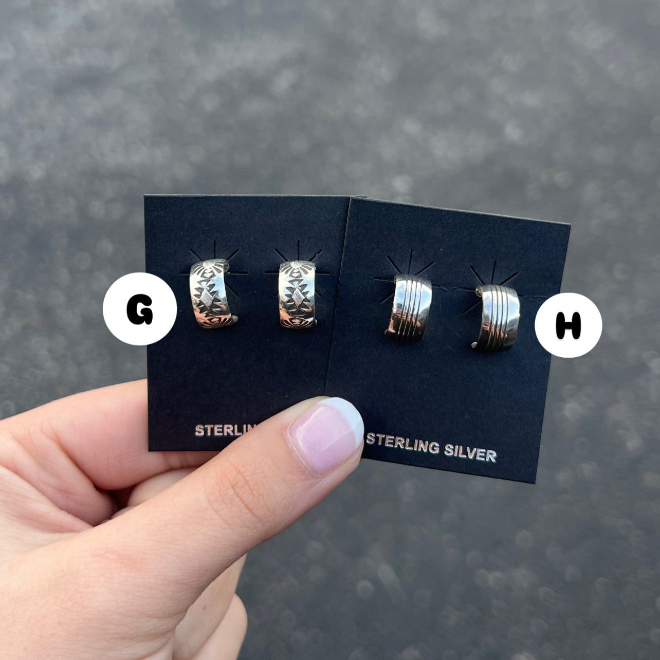 Mini Sterling Silver Stamped Hoop Earrings