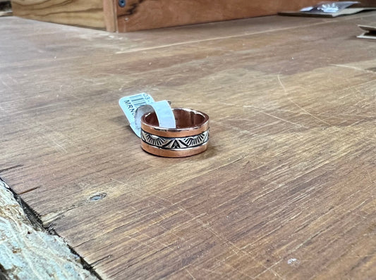 Copper and Sterling Silver Stamped Ring
