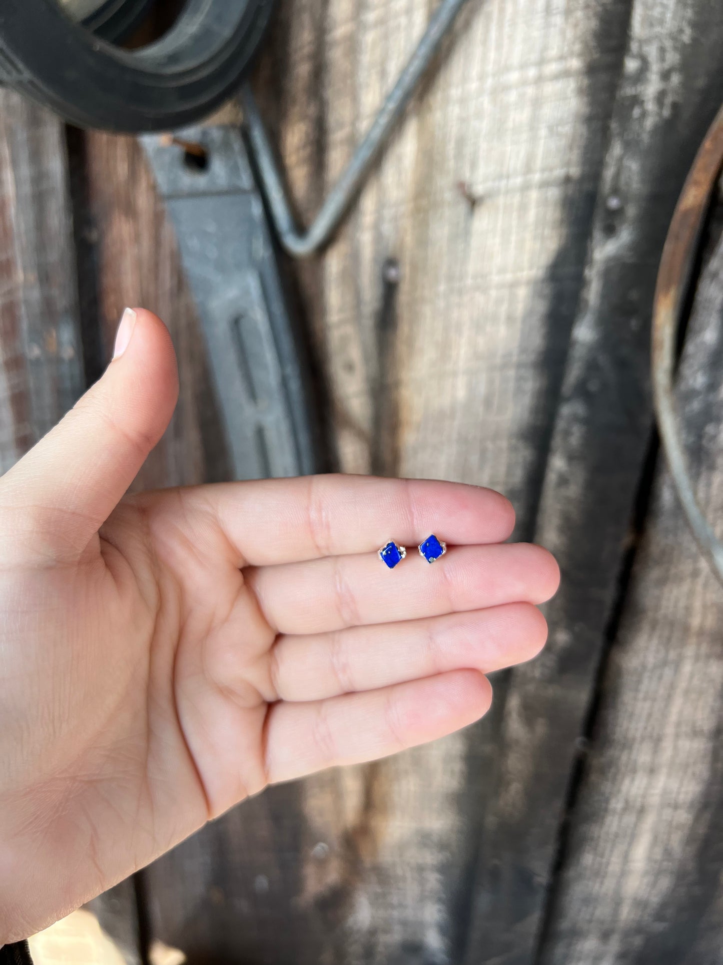 Sterling Silver Lapis Mini Studs