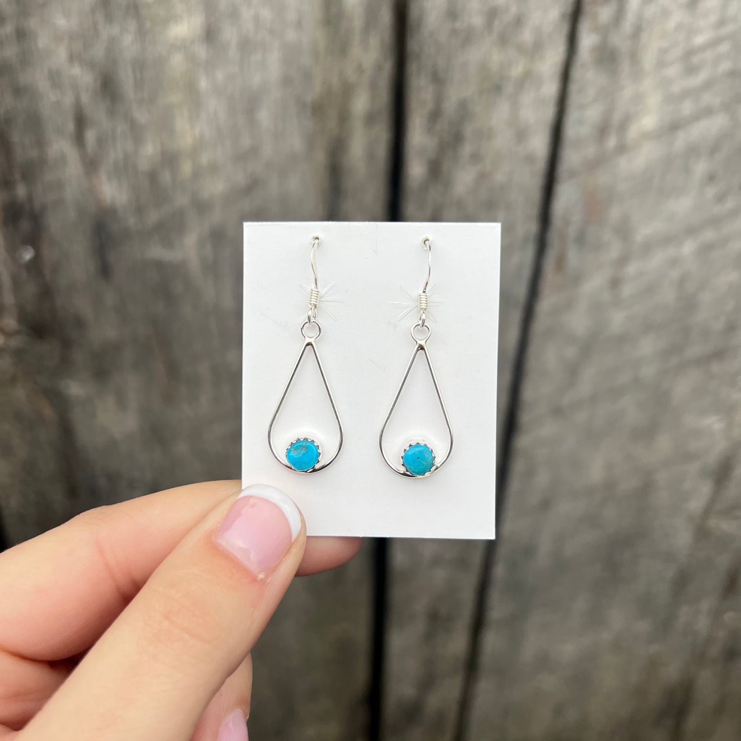 Sterling Silver Teardrop Genuine Turquoise Earrings