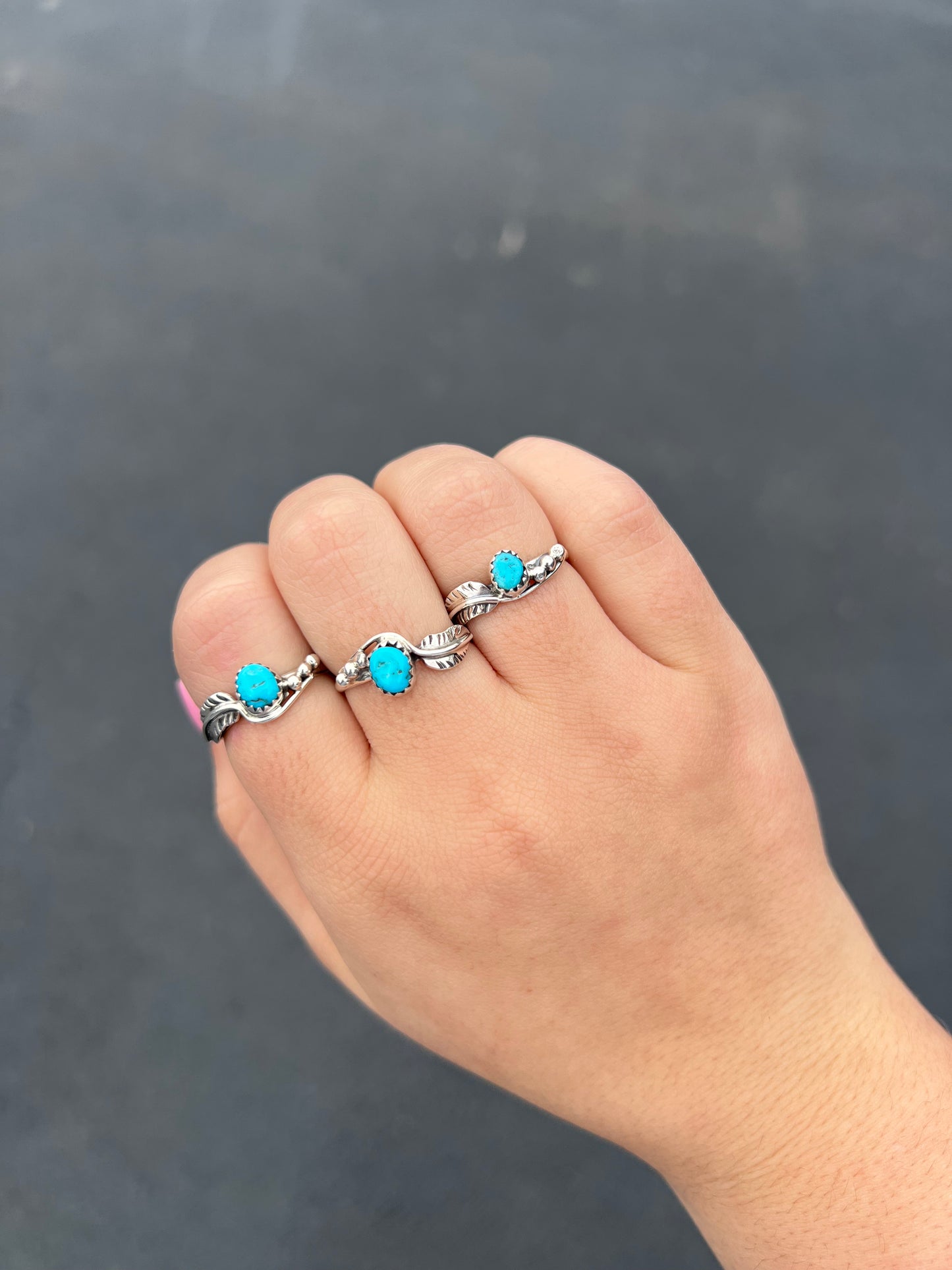 Sleeping Beauty Turquoise Feather Ring