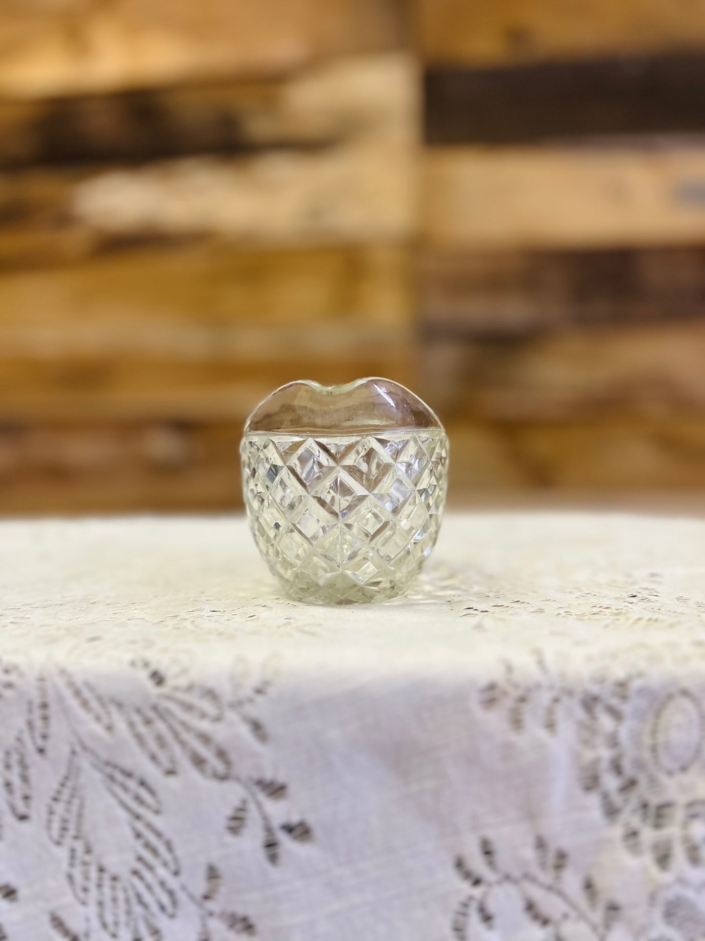 Old Clear Glass Diamond Pattern Creamer