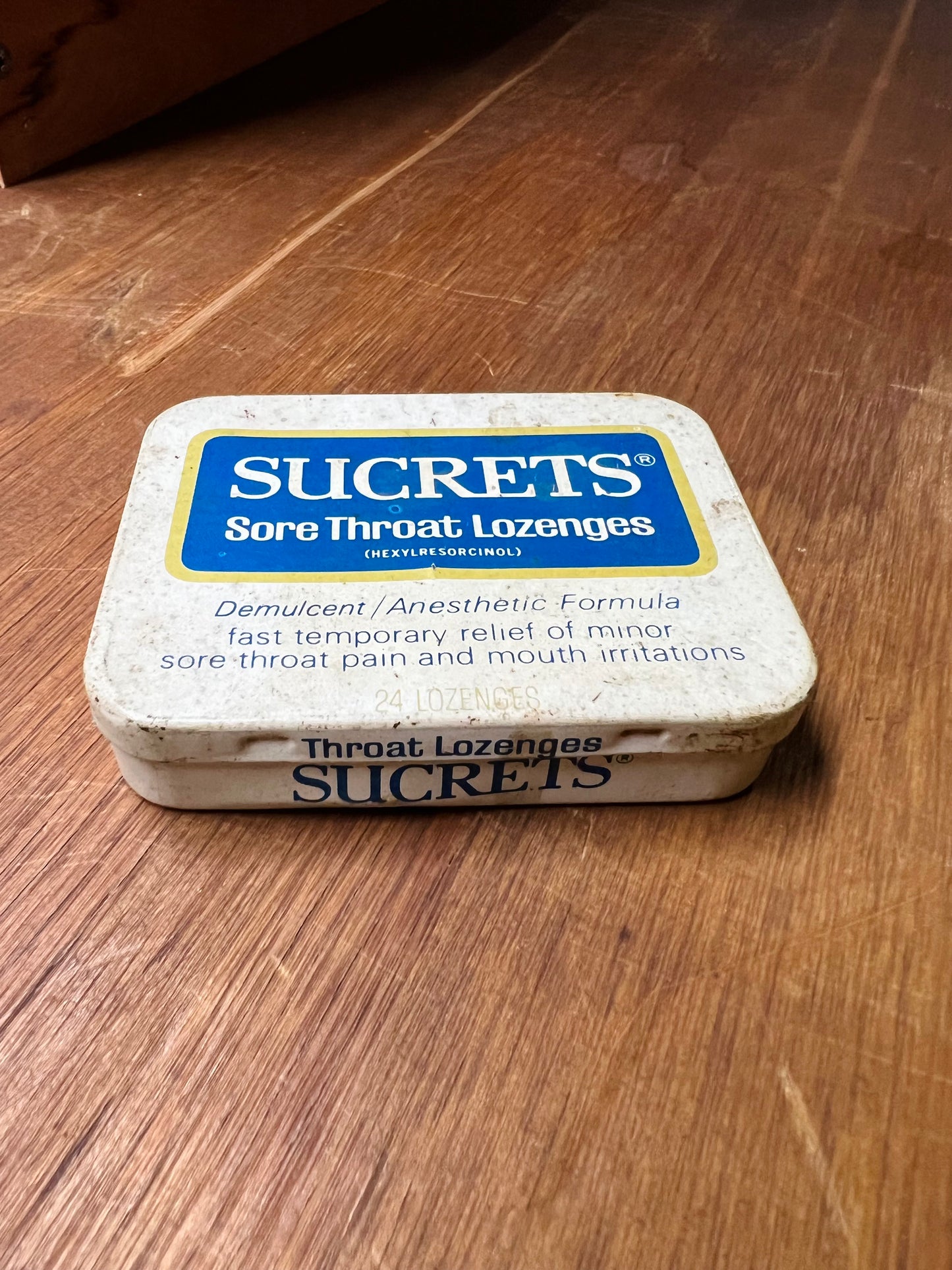 Sucrets Sore Throat Lozenges Metal Tin (Blue)
