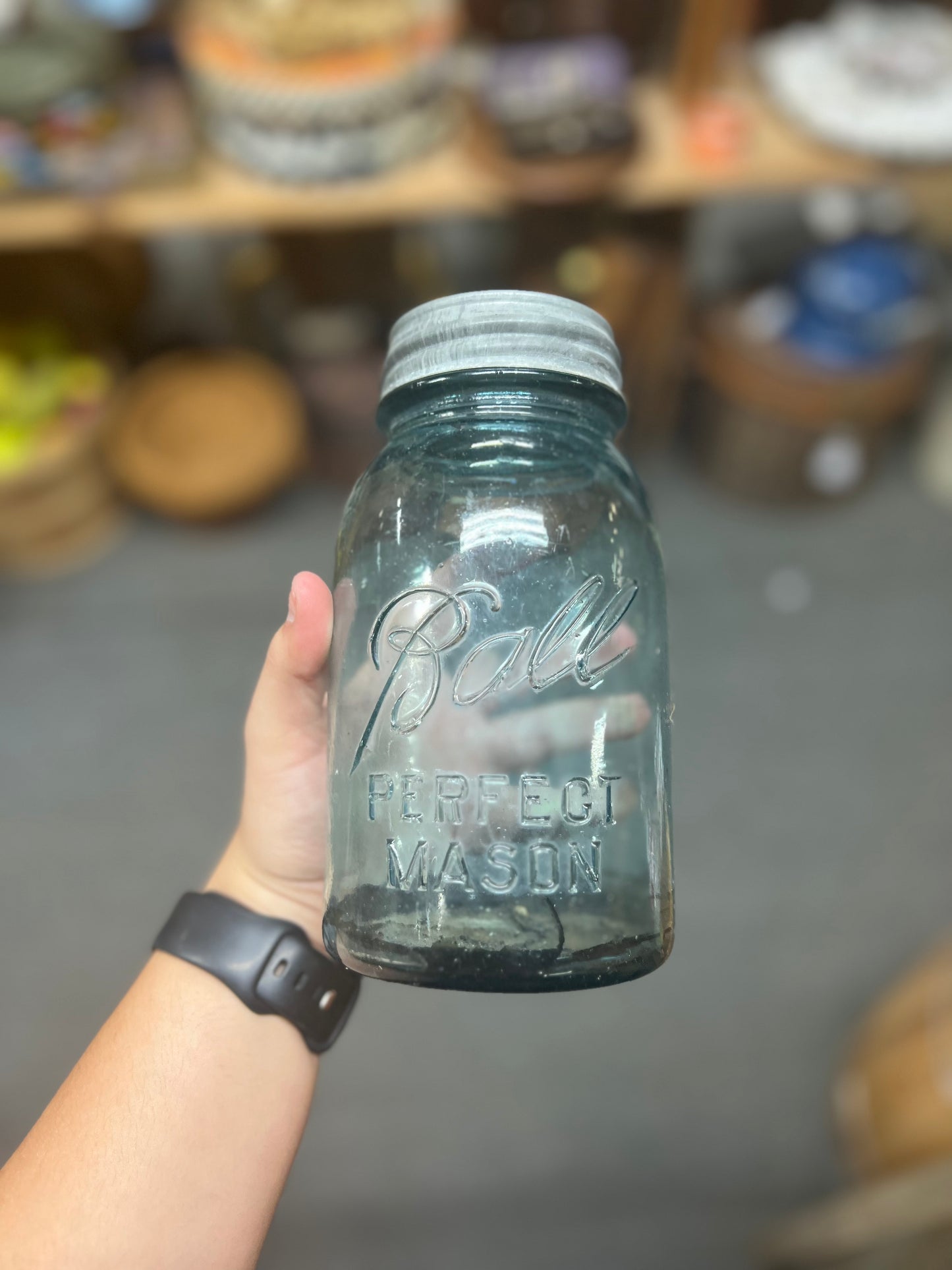 Blue Ball Jar With Zinc Lid