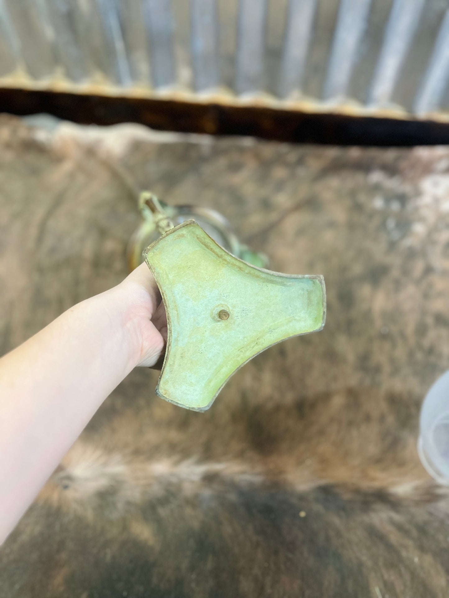 Vintage Rustic Green Oil Lamp