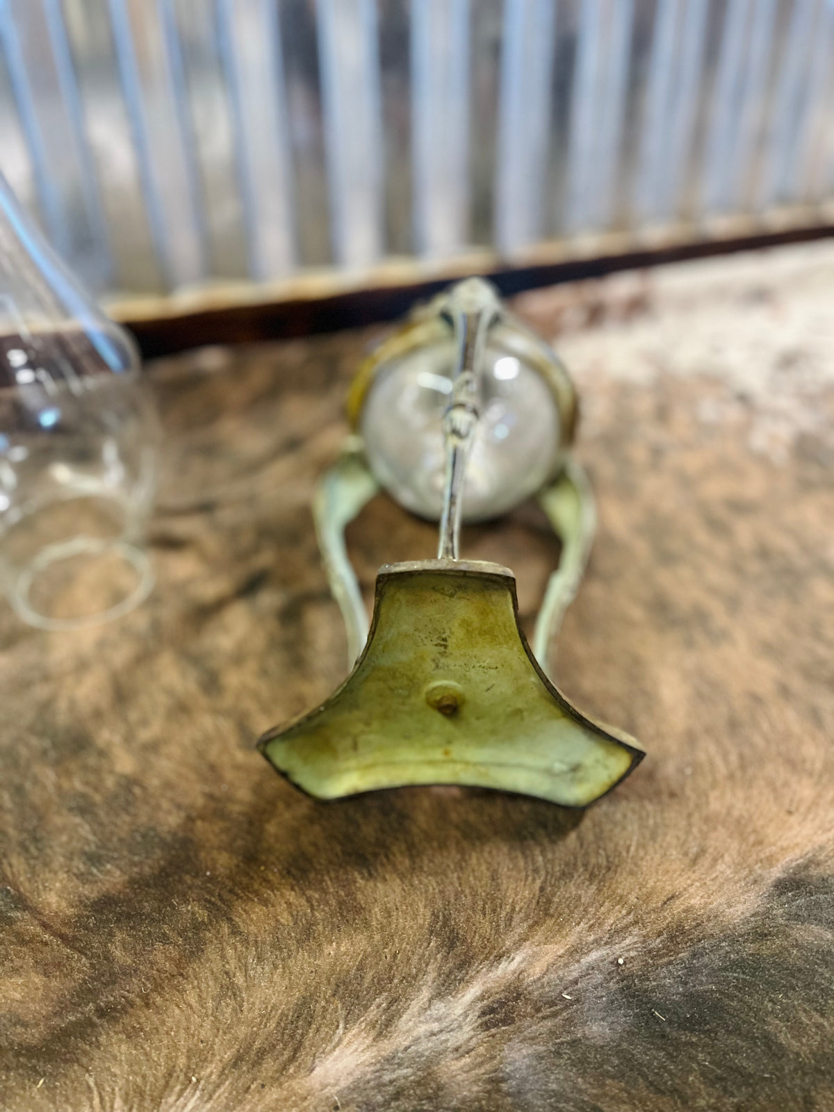 Rustic Green Oil Lamp