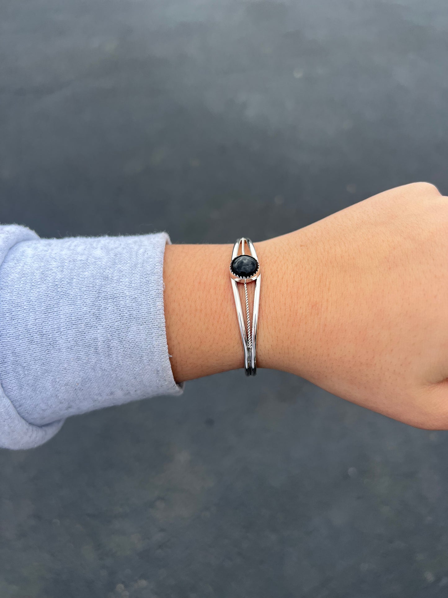 Sterling Silver Black Onyx Cuff