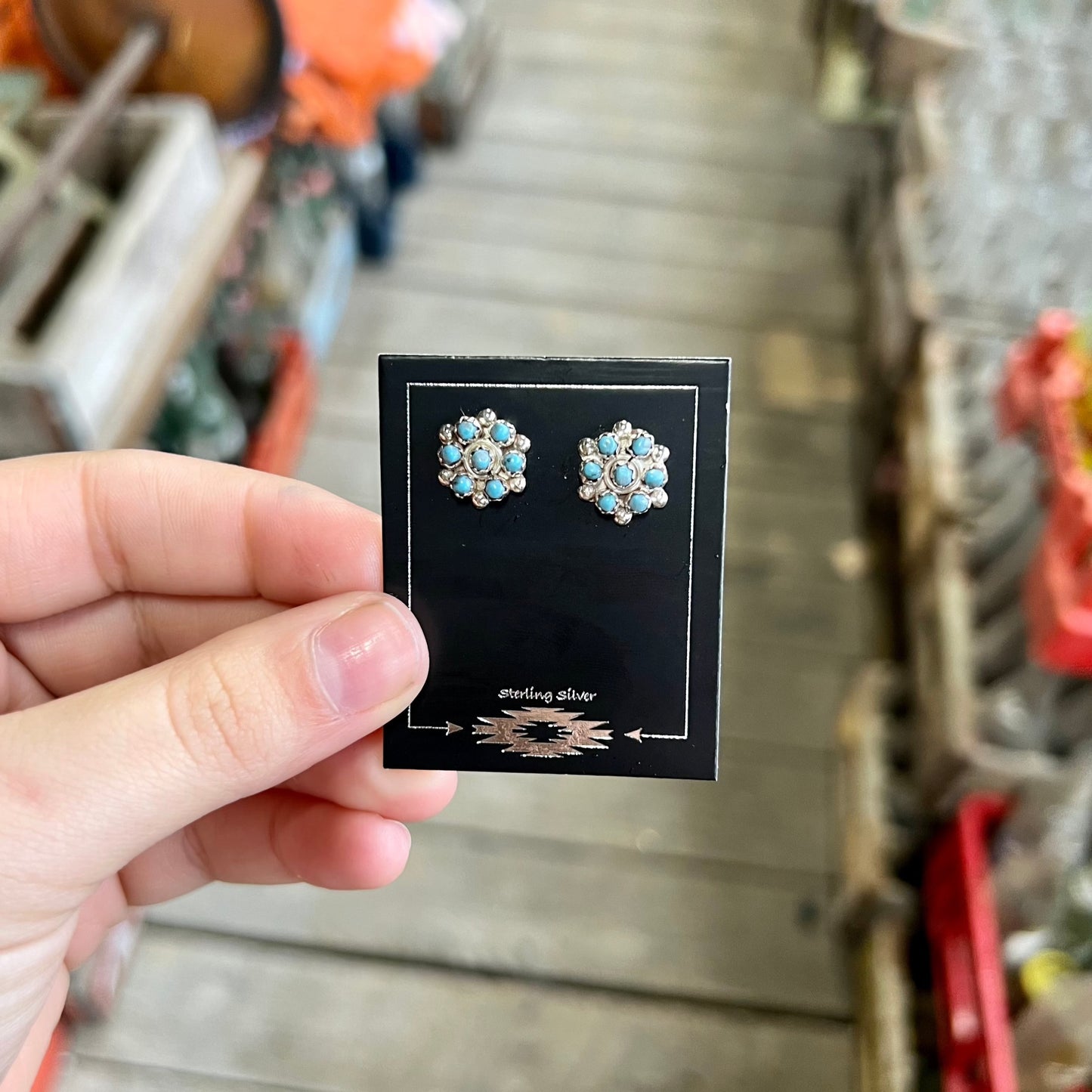 Turquoise Flower Studs