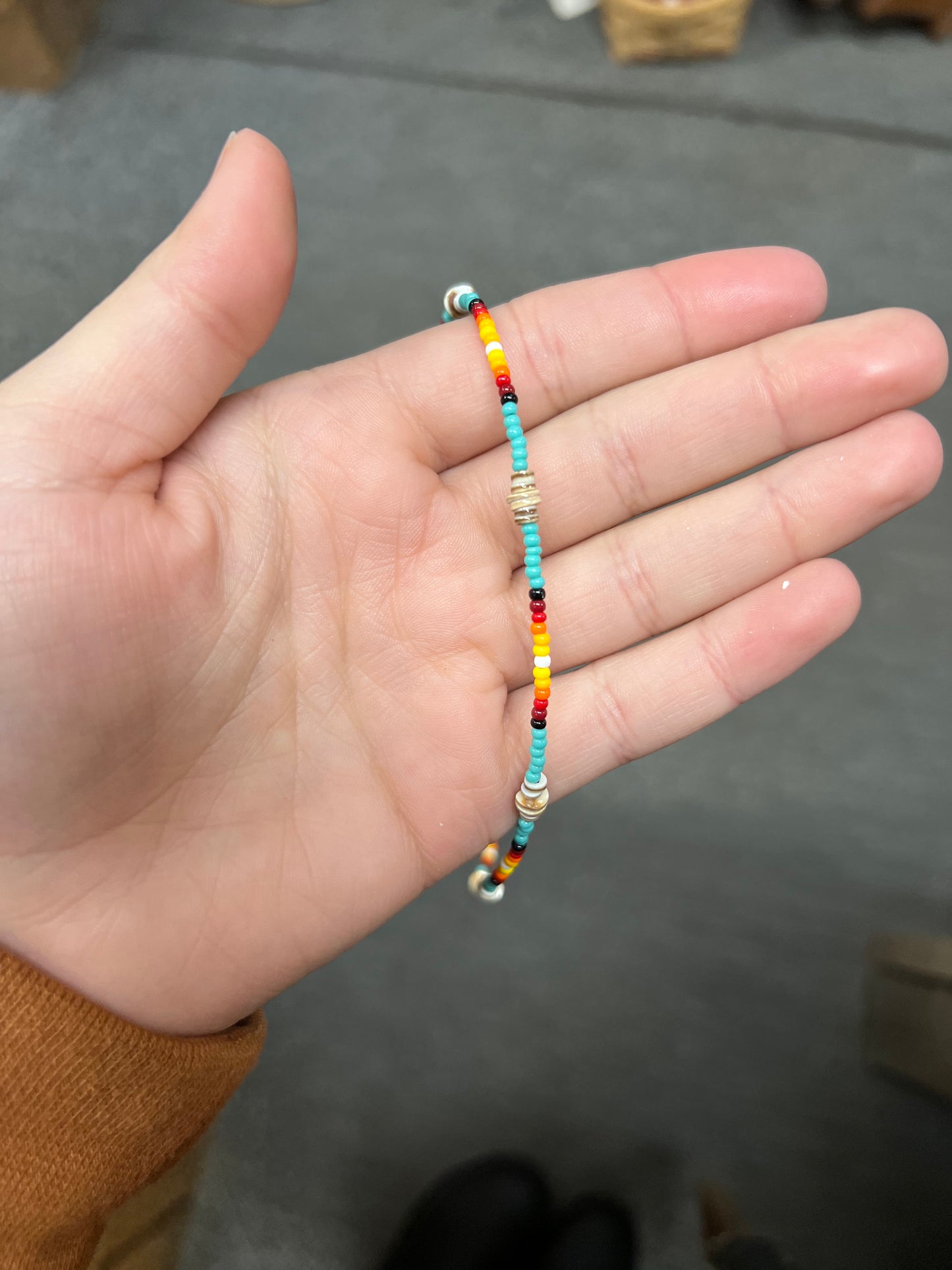 Seed Bead Multicolor Necklace with Brown Heishi