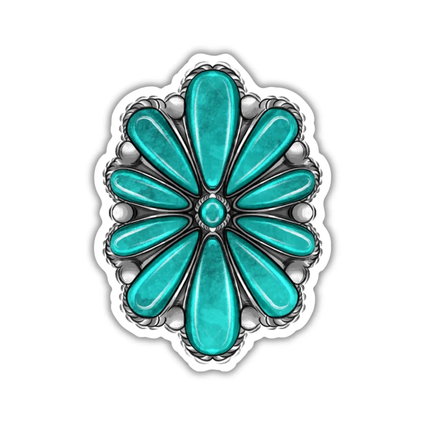 Oval Cowgirl Concho with "Silver Dots" Western Sticker
