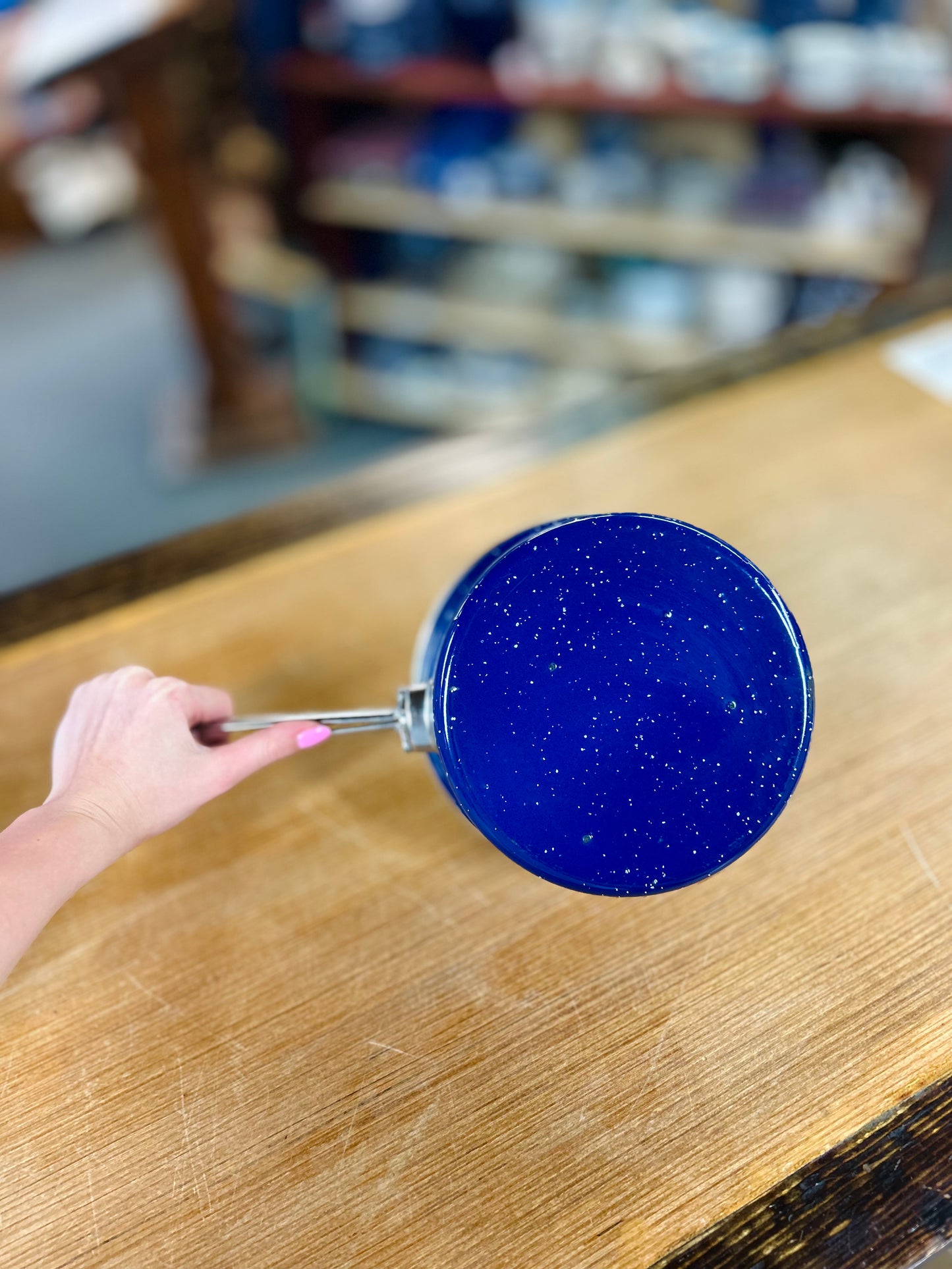 Vintage Blue IMUSA Saucepa with Speckled Enamel Finish