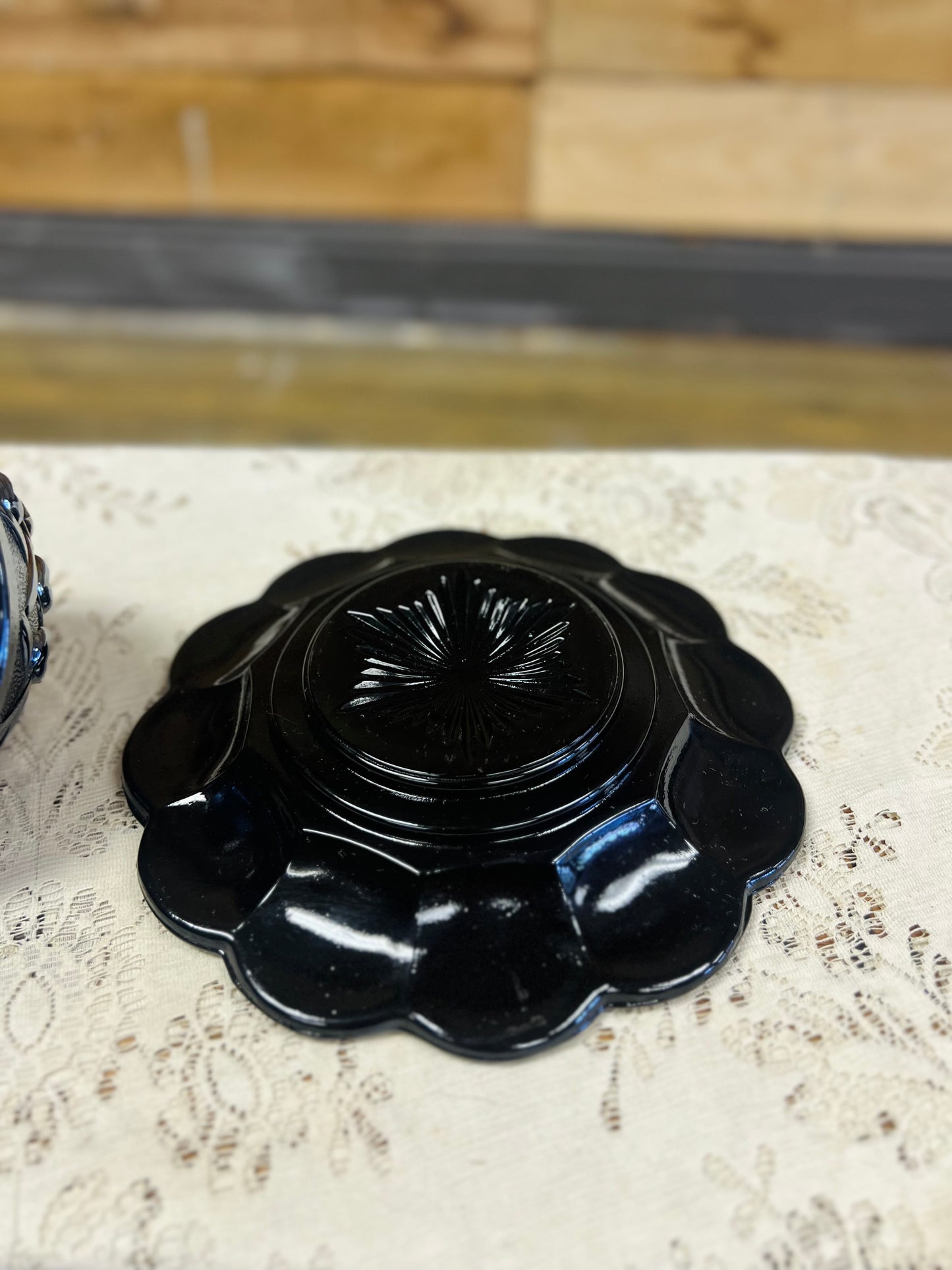 Vintage Mosser Carnvial Glass Covered Butter Dish