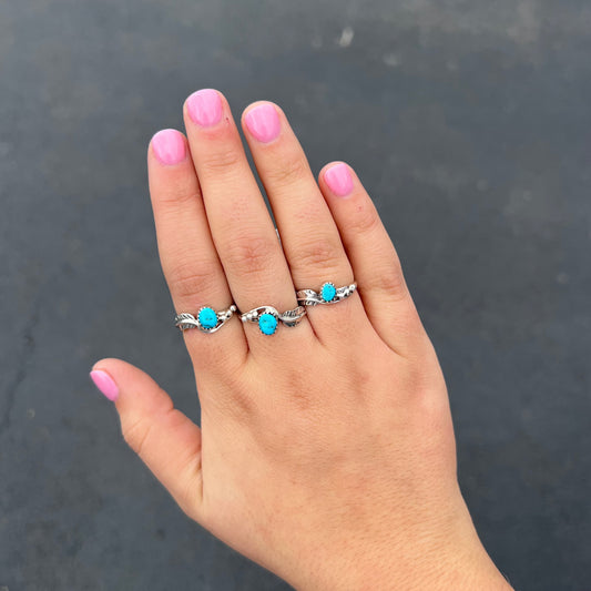 Sleeping Beauty Turquoise Feather Ring