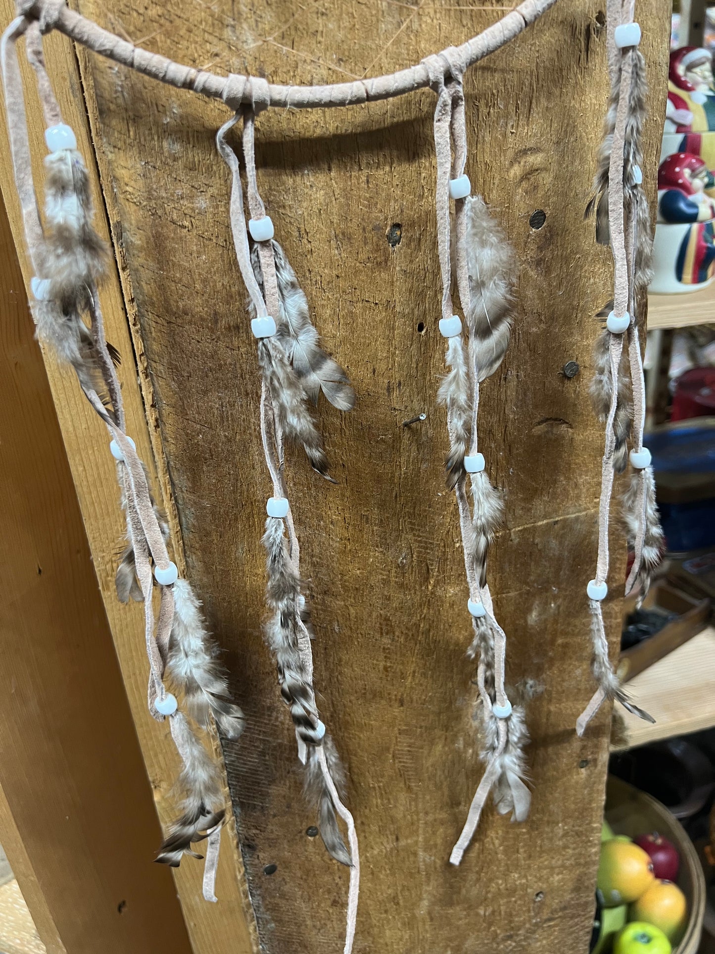 Dream Catcher Light Brown Leather with Genuine Turquoise Nuggets