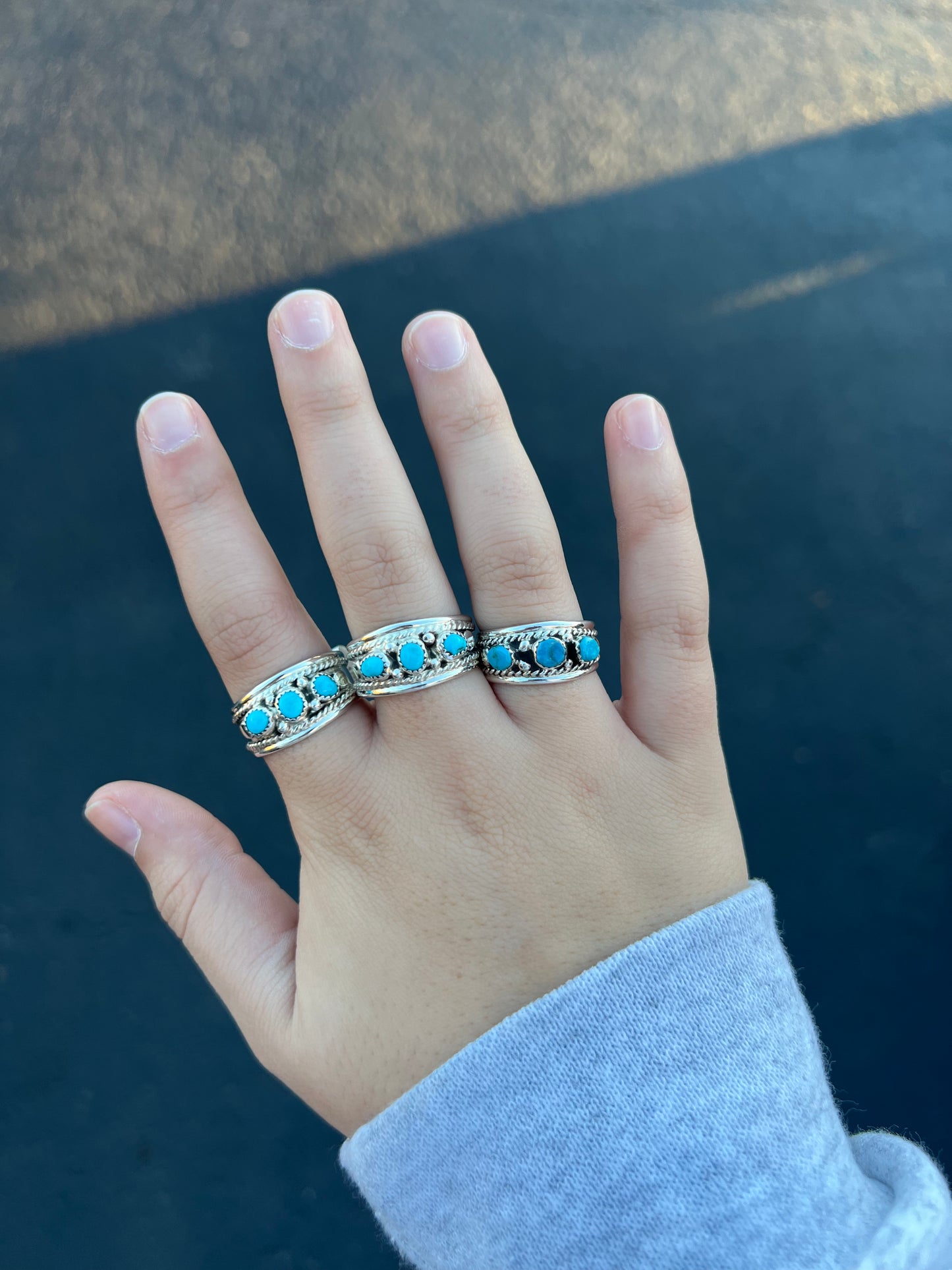 Three Stone Authentic Turquoise Ring