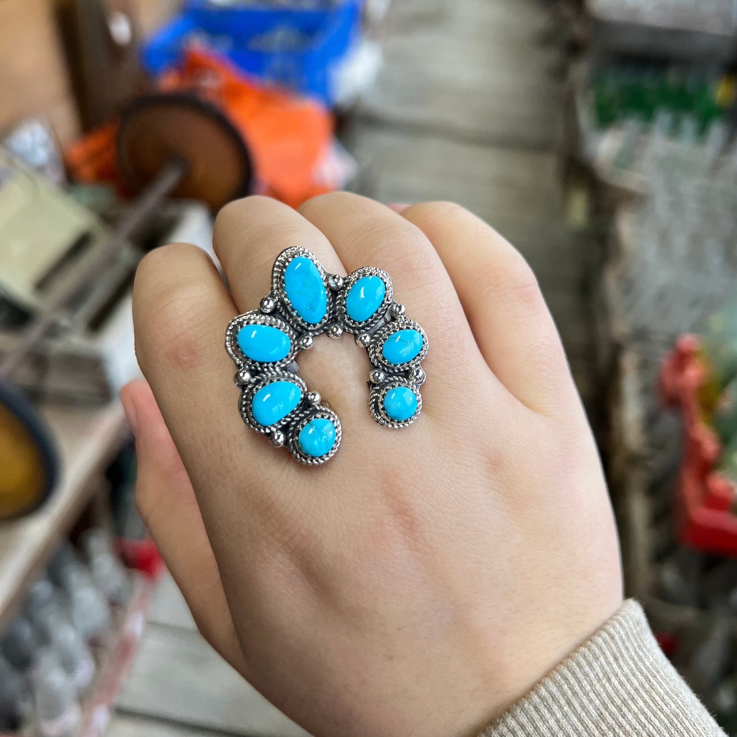 Kingman Turquoise Naja Sterling Silver Ring