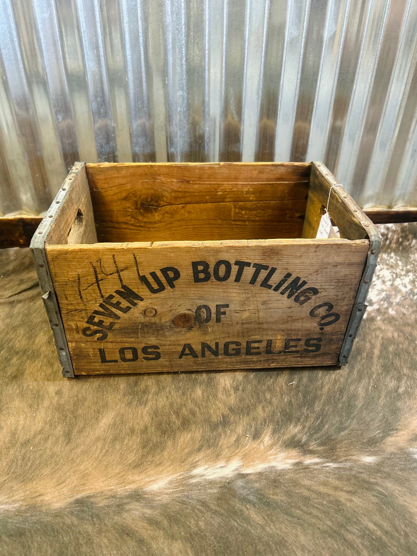 Vintage 7-Up Wooden Crate Big Bottle