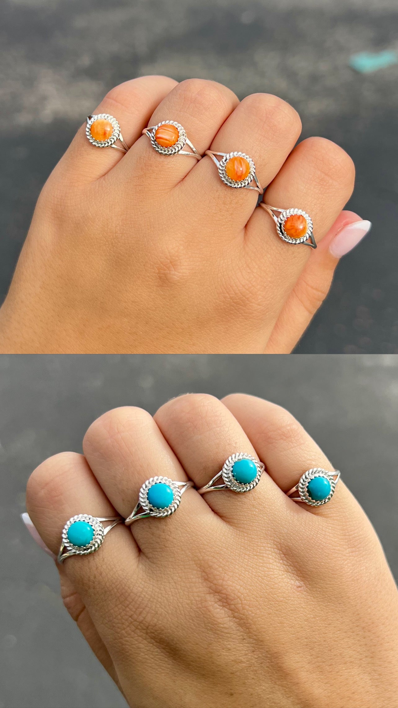 Turquoise Twisted & Split Round Ring