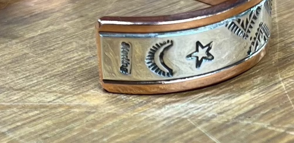 Copper and Sterling Silver Stamped Cuff