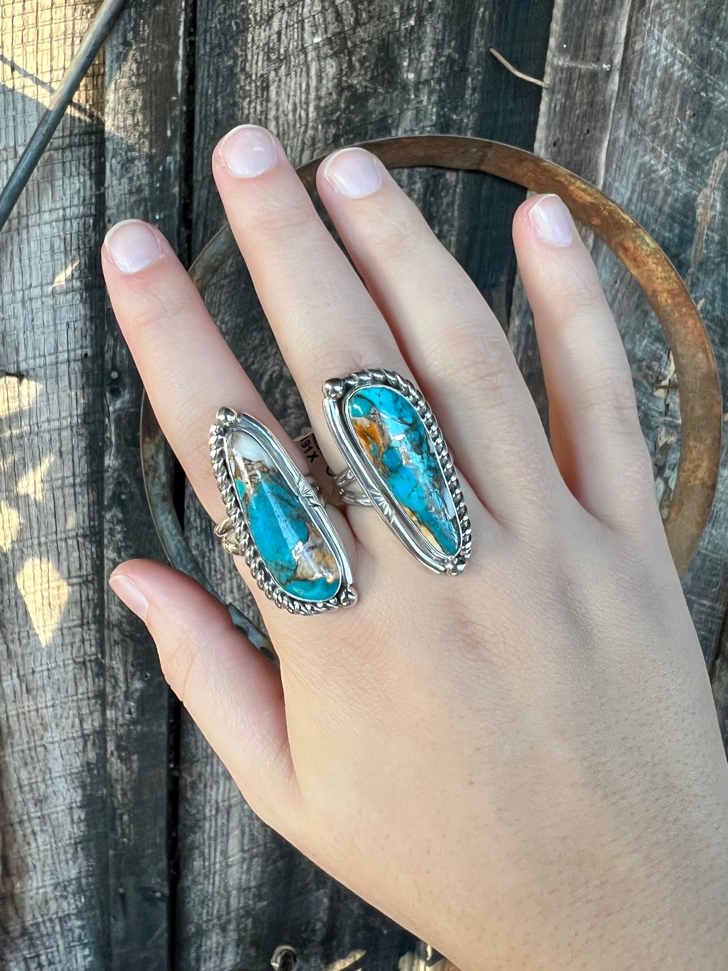 Turquoise and Spiny Oyster Sterling Silver Ring