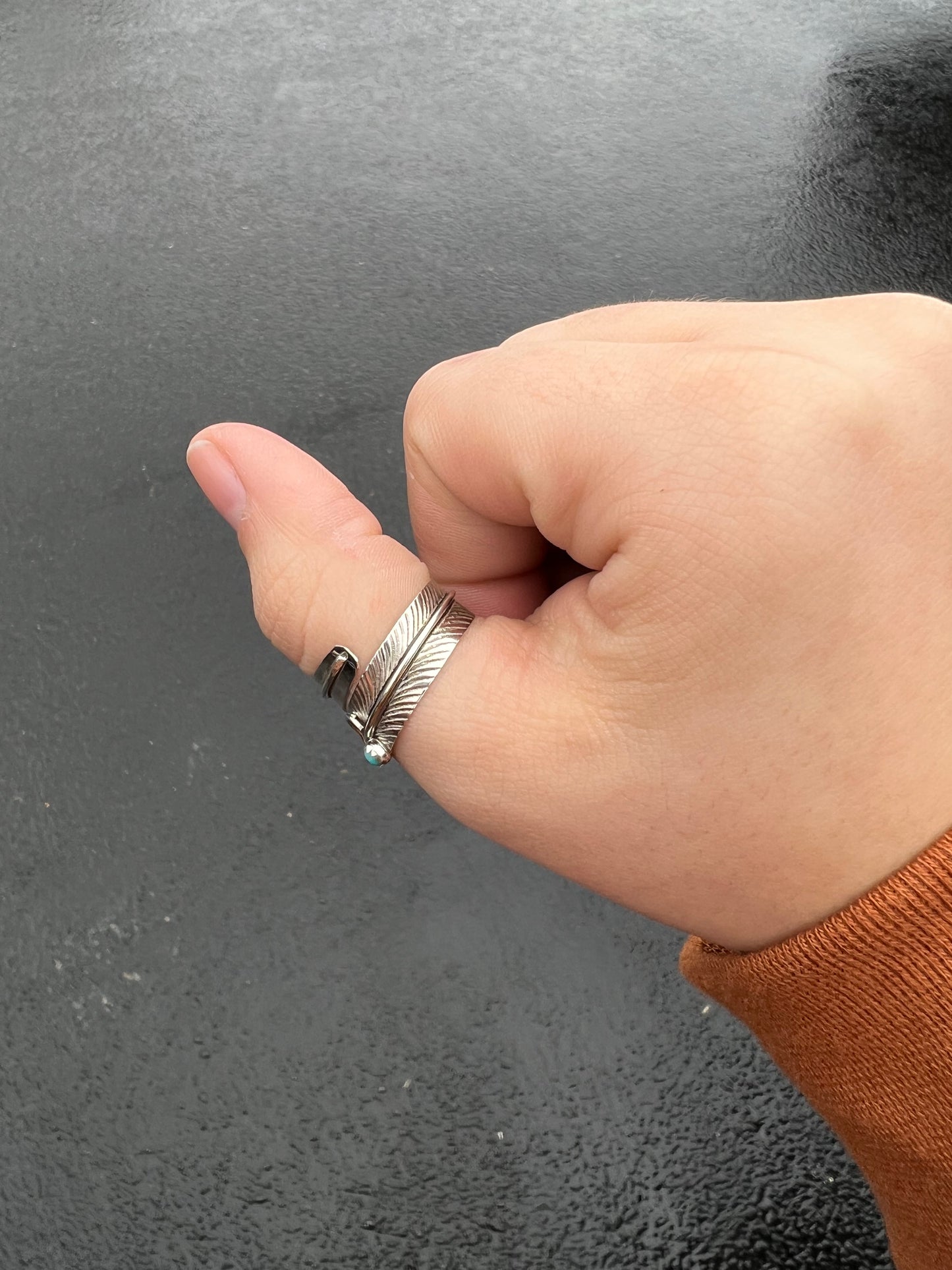Turquoise Feather Wrap Ring *Adjustable*