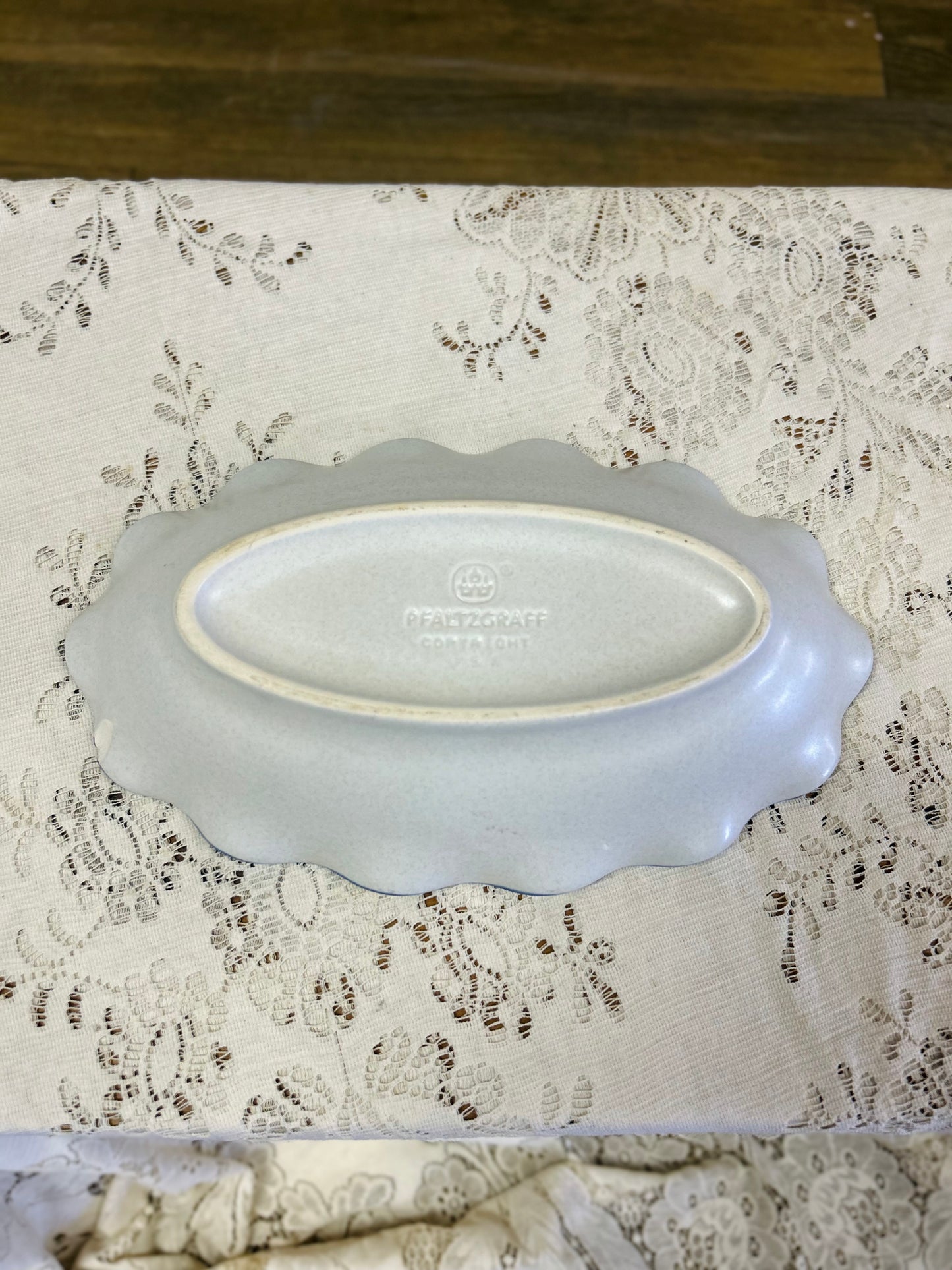 Vintage Blue Floral Pfaltzgraff Yorktowne Oval Relish Dish