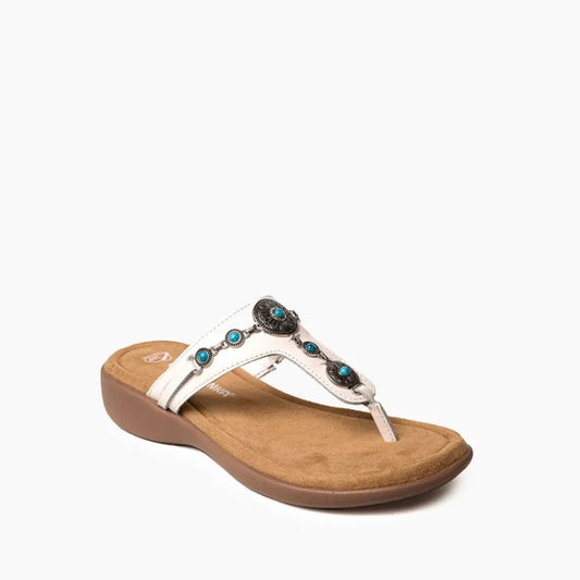 Minnetonka Women's Brecca White/Turquoise Sandal