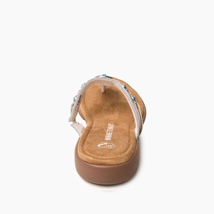 Minnetonka Women's Brecca White/Turquoise Sandal