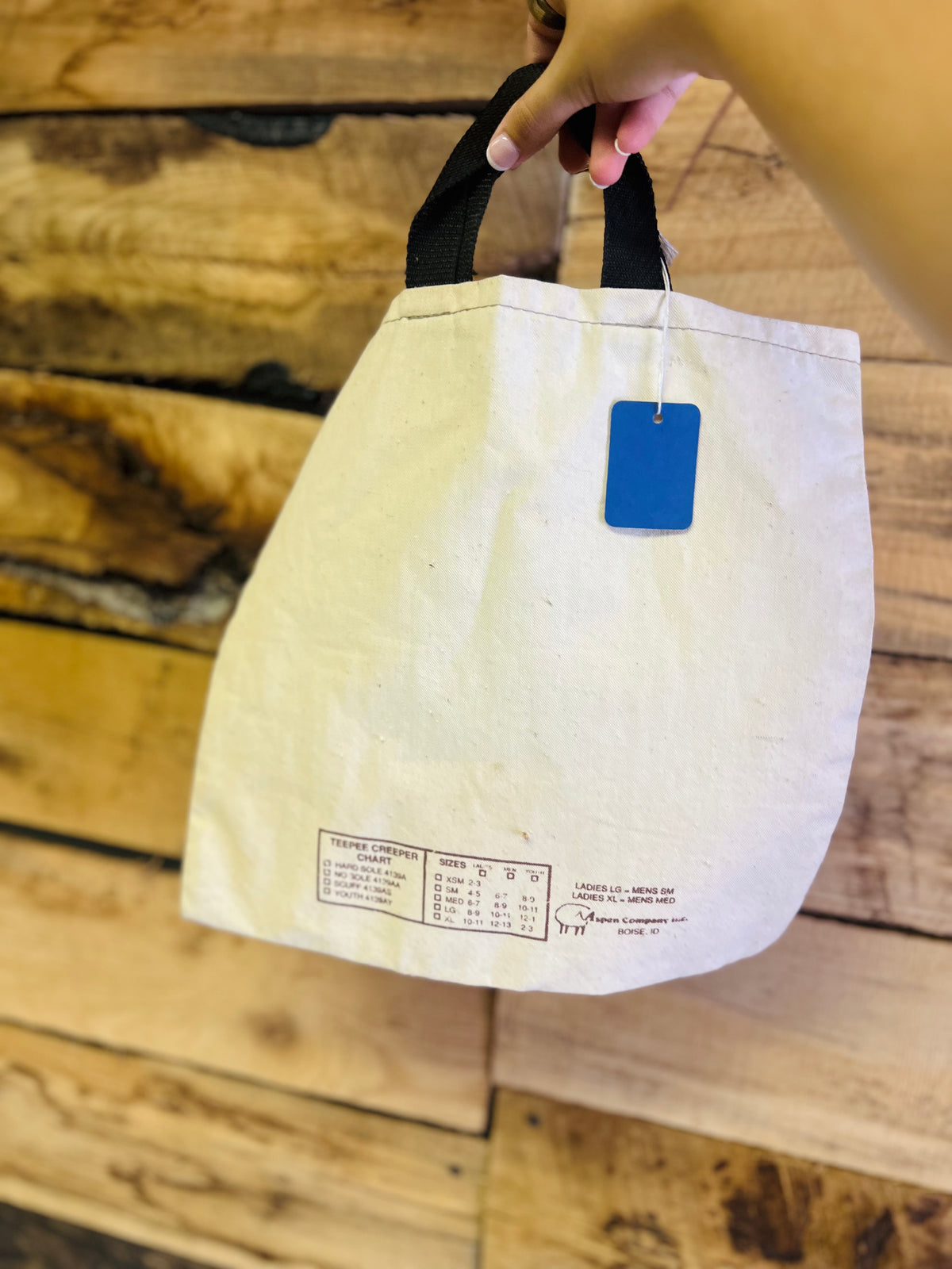 Vintage TeePee Creepers Canvas Tote Bag - Black Handle