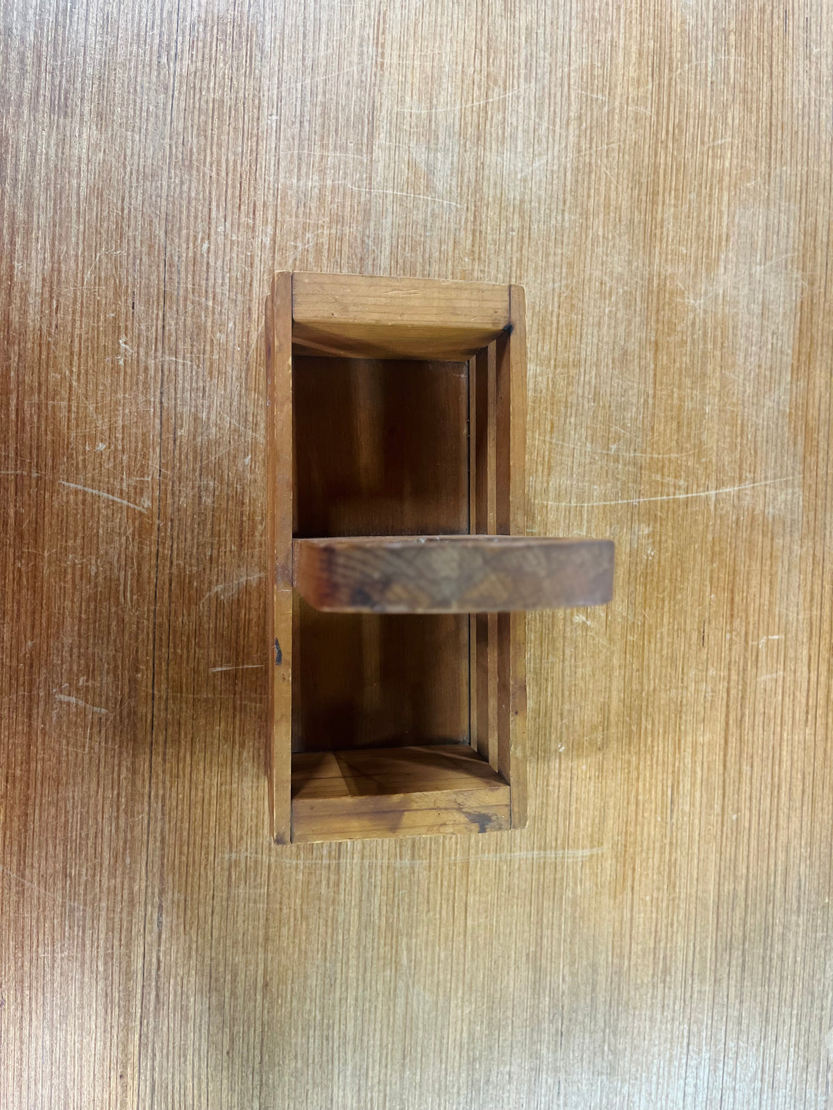 Vintage Wooden Storage Caddy With Heart Shape Cut Out