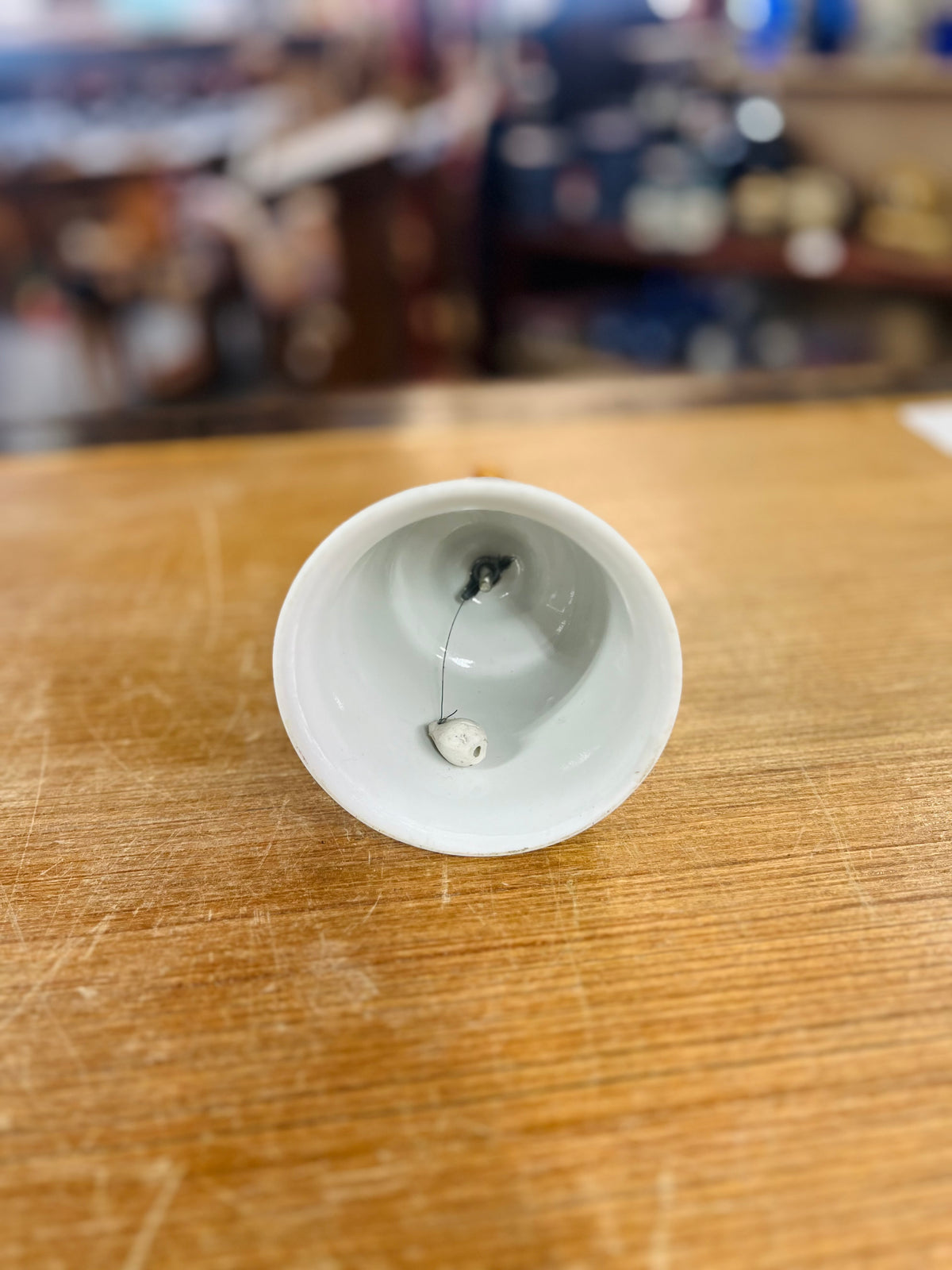 Vintage Ceramic Dinner Bell With Blue Irises
