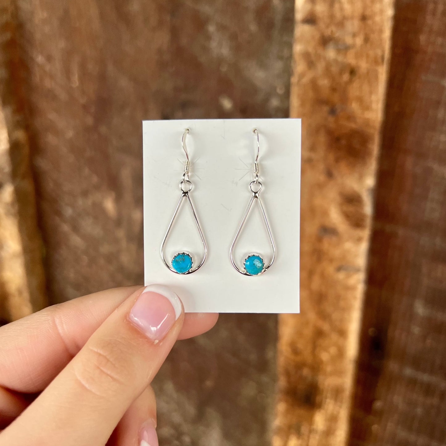 Sterling Silver Teardrop Genuine Turquoise Earrings