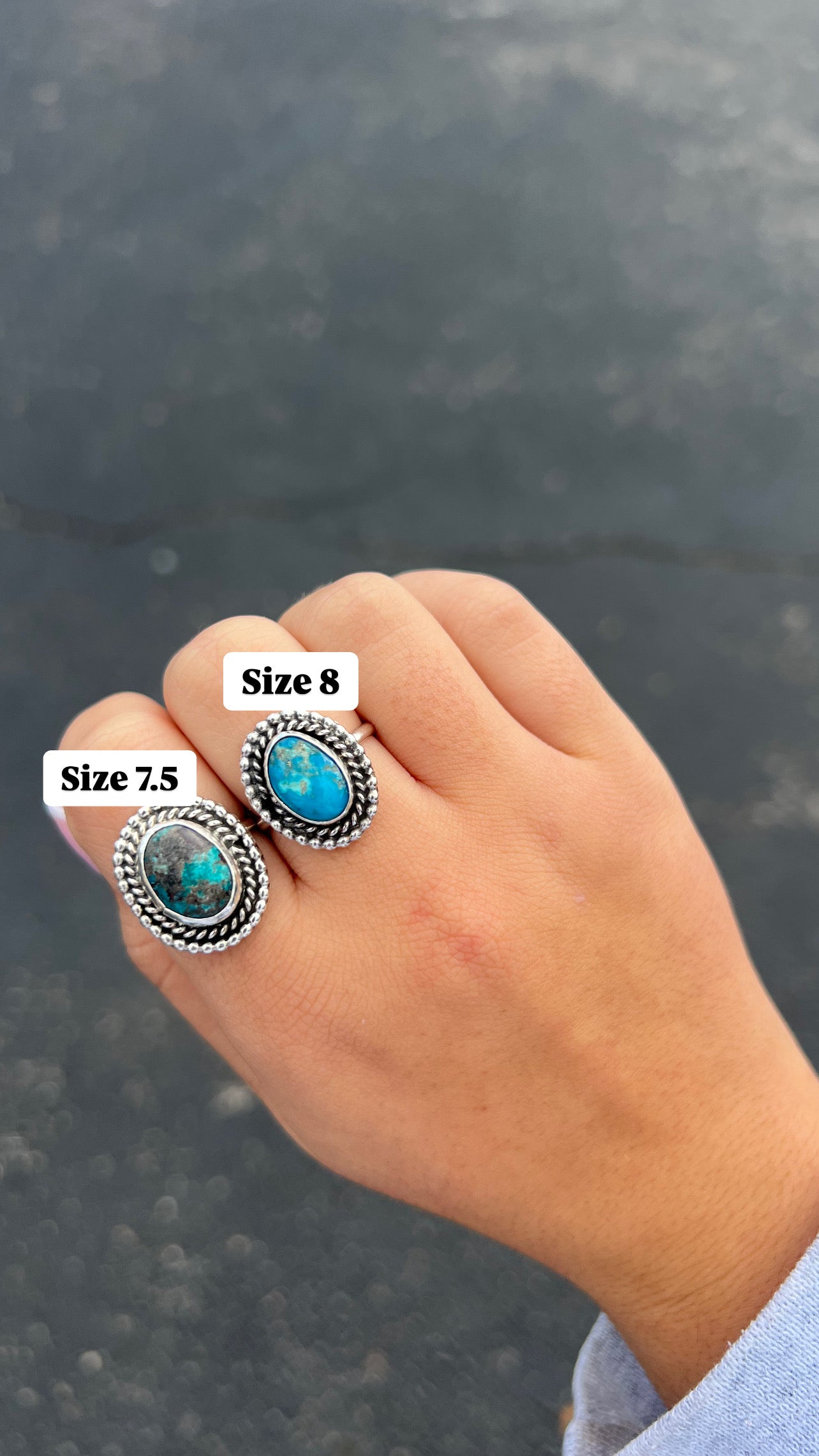 Authentic Kingman Twist Border Sterling Silver Ring