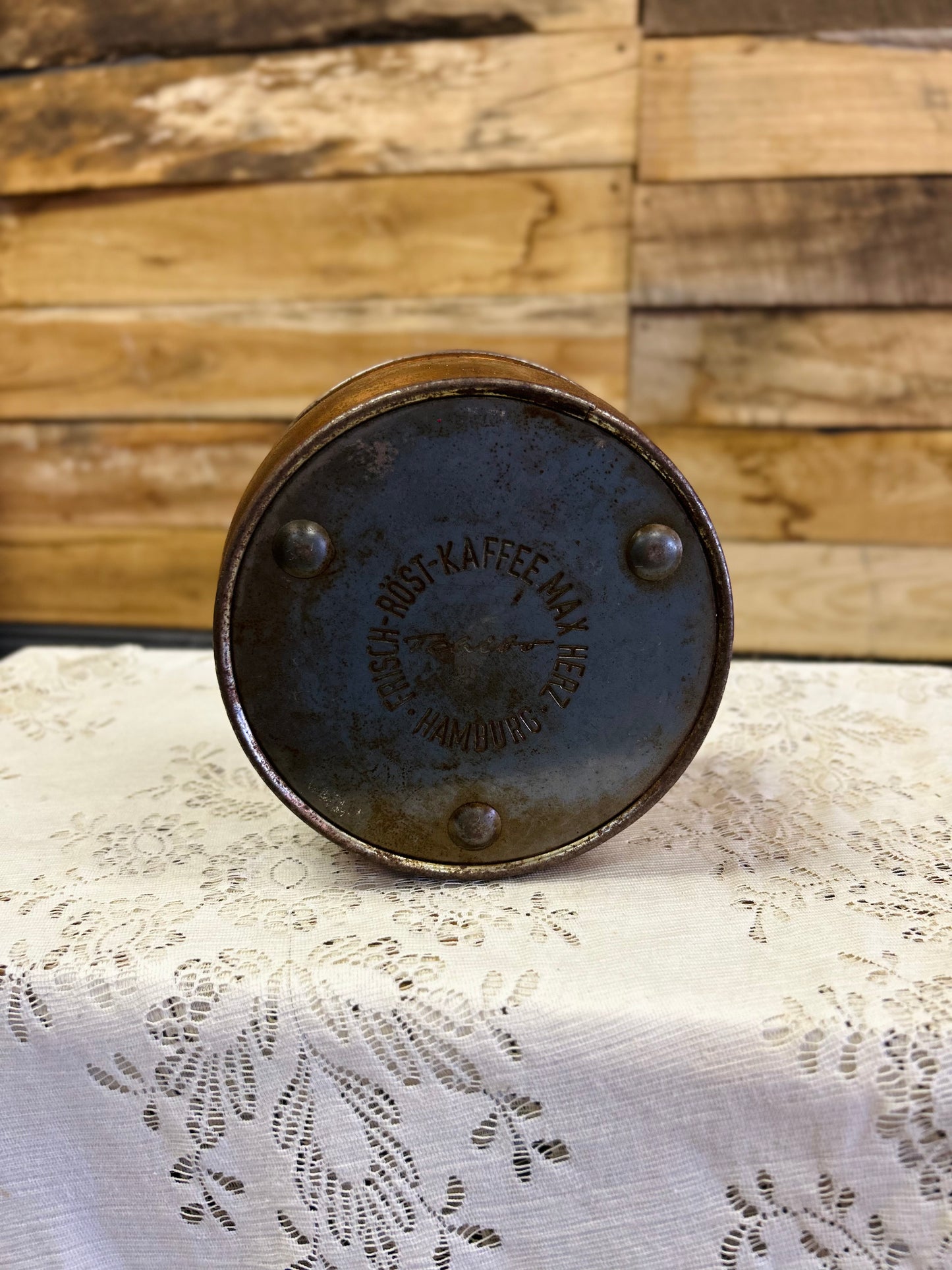 Vintage Tchibo Copper Tin with Brass Knob