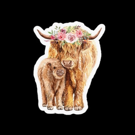 Highland Cow and Calf Sticker