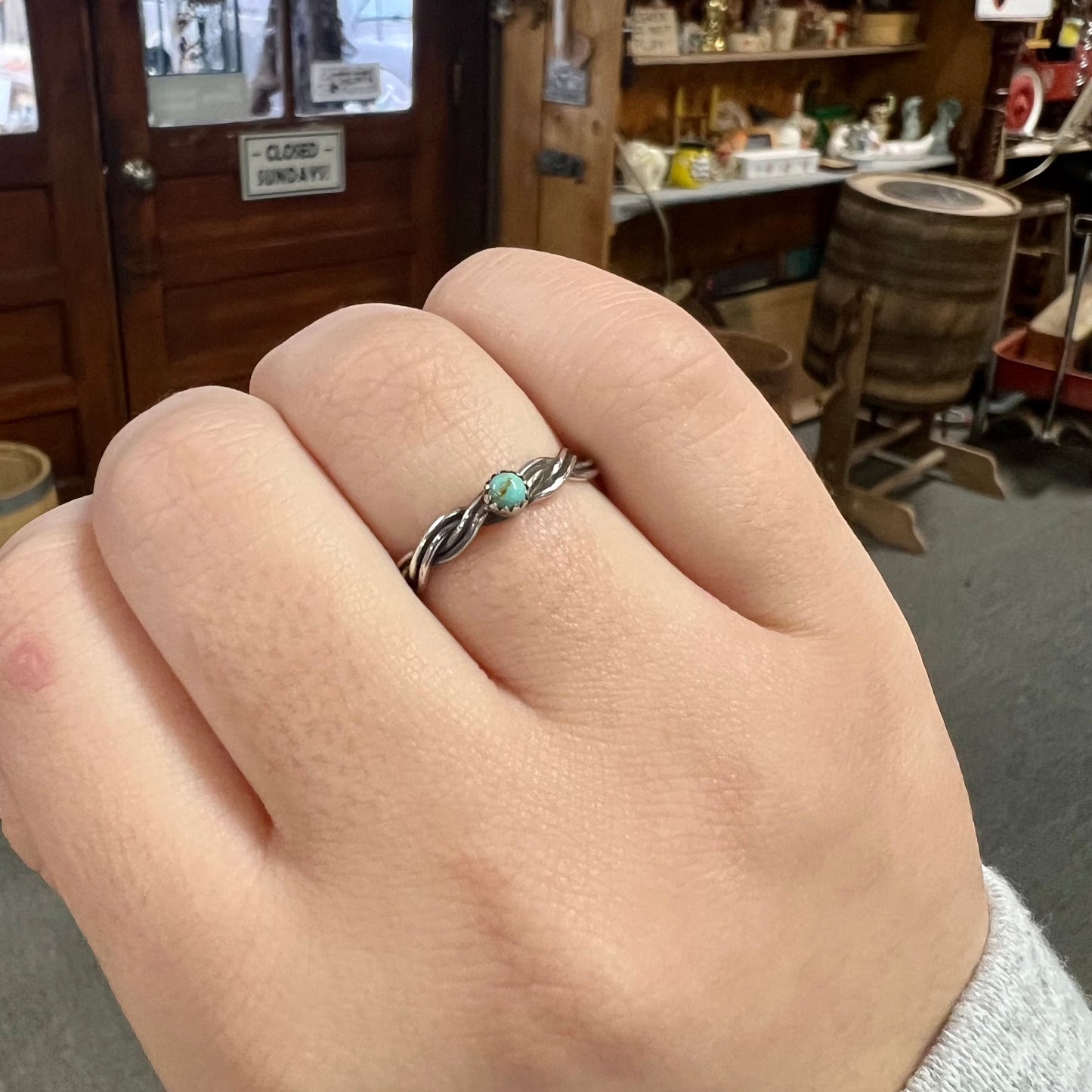 Turquoise Twisted Stacker Ring