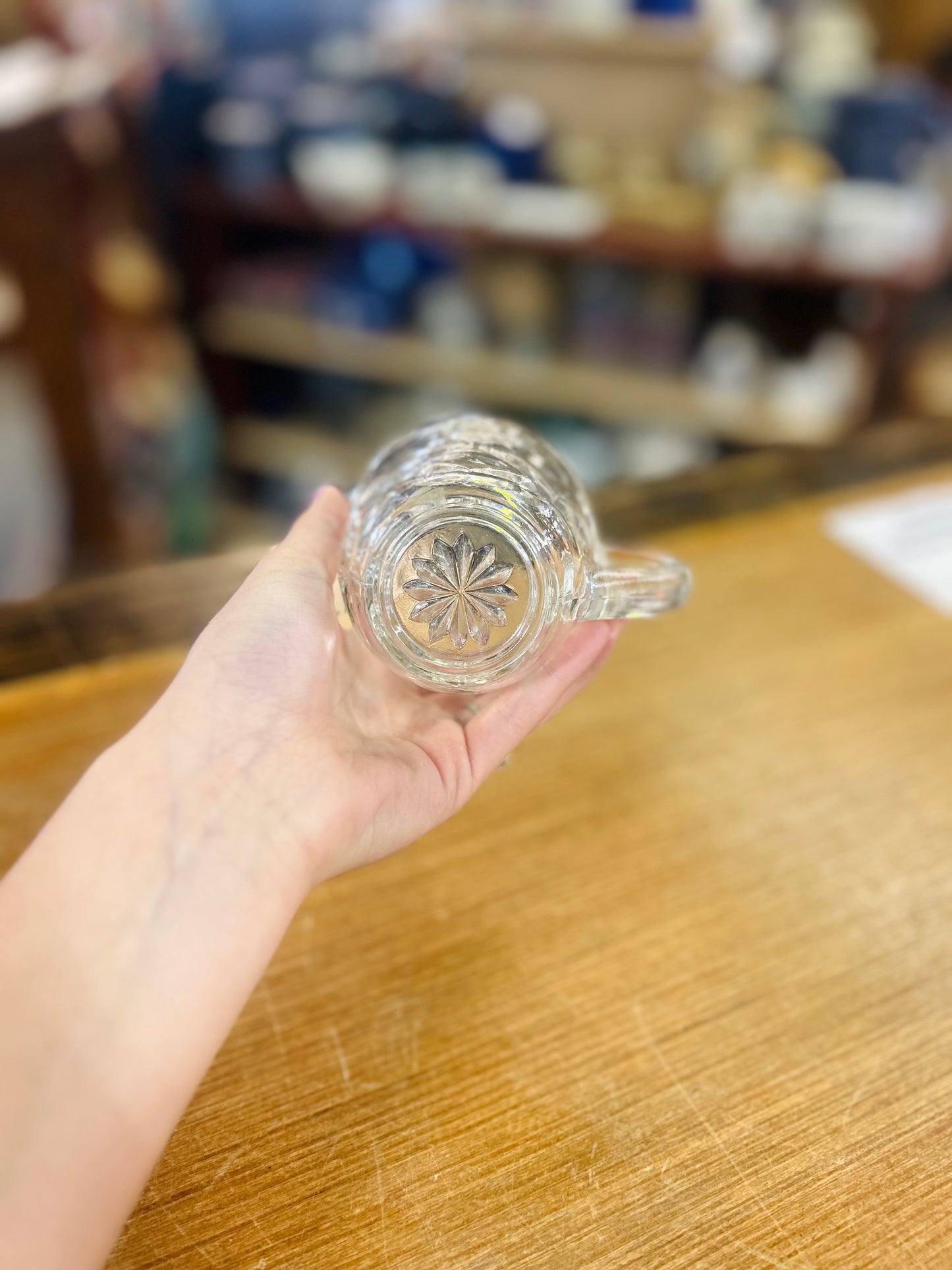 Vintage Anchor Hocking "Star Of David" Pattern Glass Creamer