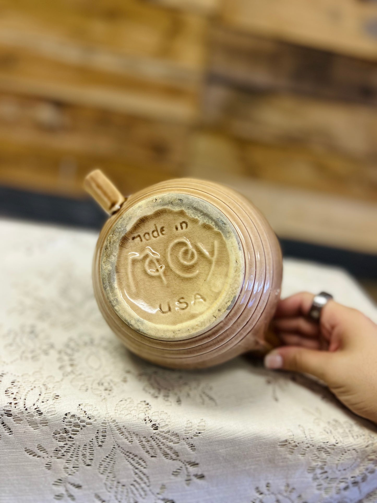 Vintage McCoy Tan and Brown Teapot