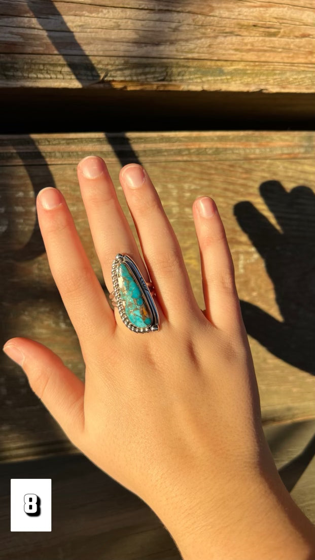 Turquoise and Spiny Oyster Sterling Silver Ring