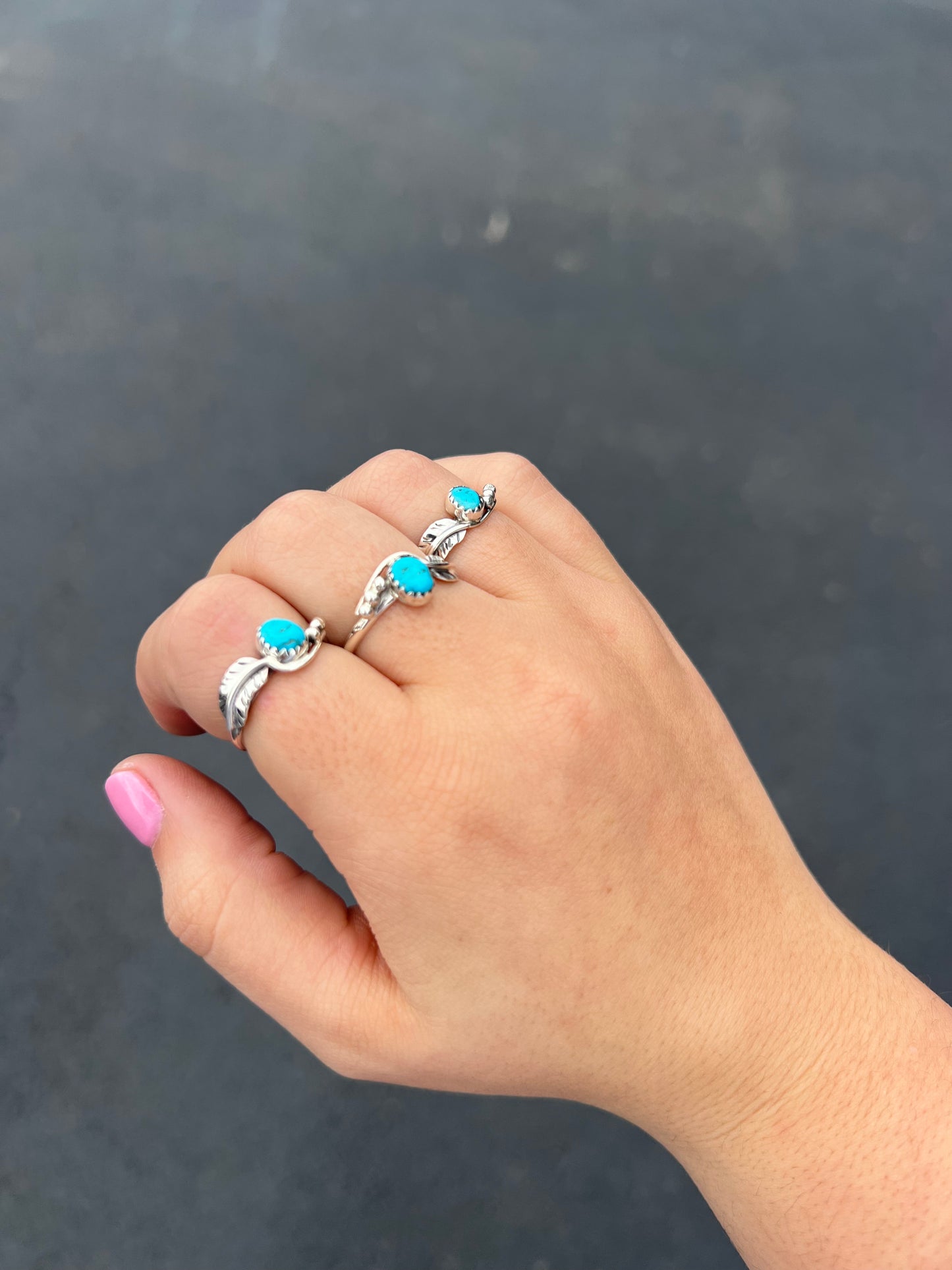 Sleeping Beauty Turquoise Feather Ring