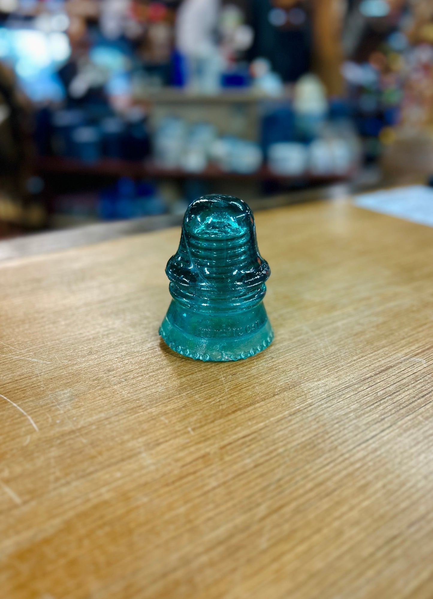 Antique 1893 Petticoat Blue Glass Insulator