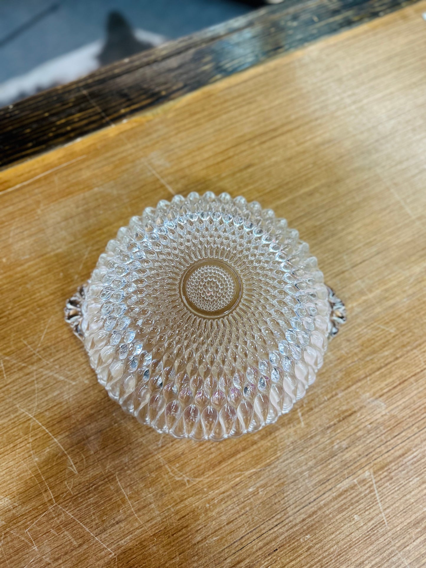 Vintage Anchor Hocking Hobnail Teardrop Glass Serving Bowl